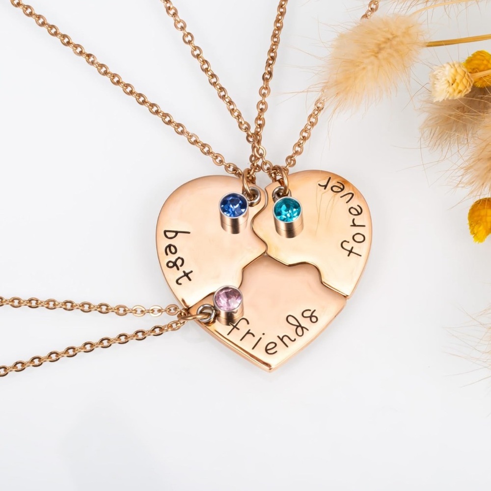 #60 - 3 Piece Split Heart Necklace Best Friend Friendship BFF Set